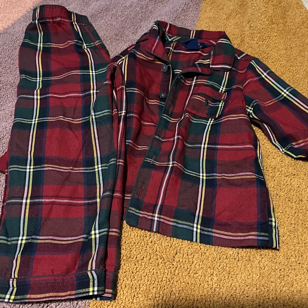 Polo by Ralph Lauren Kids Plaid Pajama Set - Red, Green, and Yellow